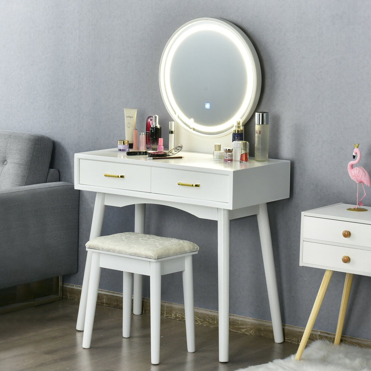 Vanity Dressing Table Set with 3 Lighting Modes view 3