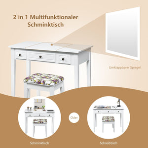 Vanity Dressing Table Set with Flip Top Mirror and 3 Drawers view 5