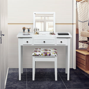 Vanity Dressing Table Set with Flip Top Mirror and 3 Drawers view 7