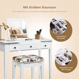 Vanity Dressing Table Set with Flip Top Mirror and 3 Drawers view 8
