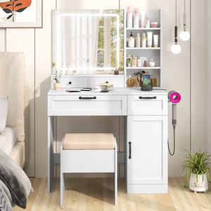 Vanity Set with Mirror and 3 Lighting Modes and Adjustable Brightness-White view 2