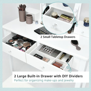 Vanity Table Set with Lighted Mirror for Bedroom and Dressing Room-White view 9
