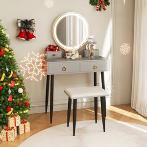 Vanity Table Set with Mirror-Gray view 3