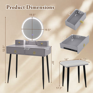 Vanity Table Set with Mirror-Gray view 4