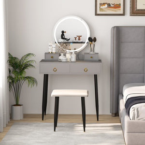 Vanity Table Set with Mirror-Gray view 5