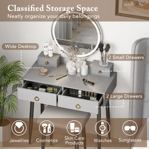 Vanity Table Set with Mirror-Gray view 8