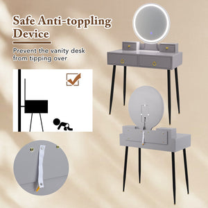 Vanity Table Set with Mirror-Gray view 9