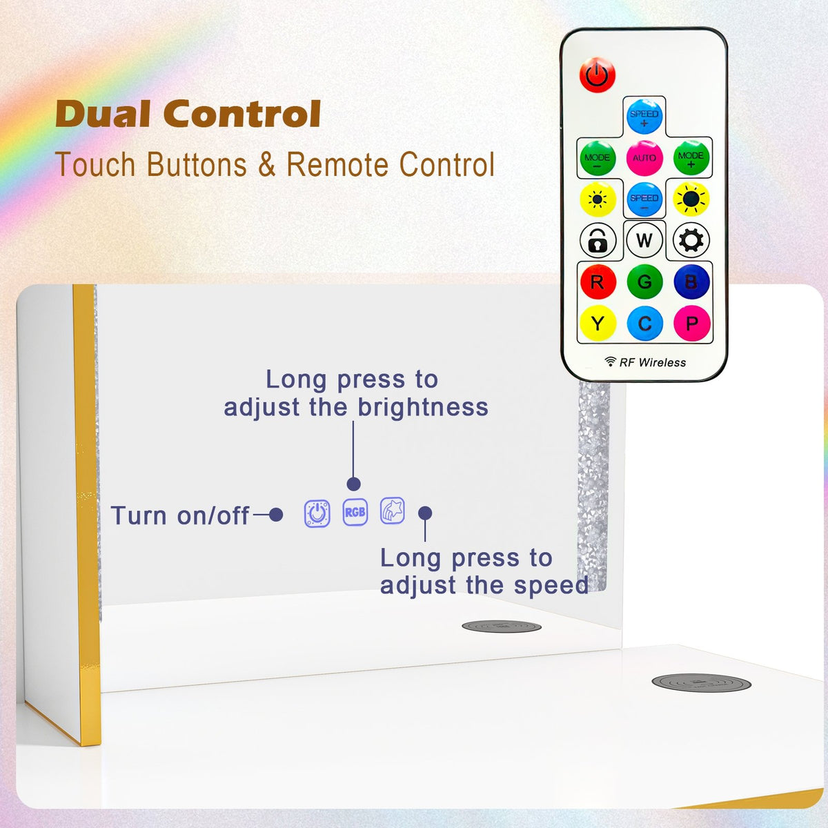 Vanity Table Set with RGB LED Lights and Wireless Charging Station-White view 8