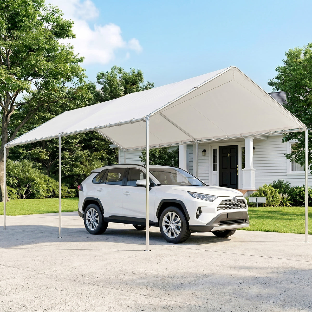 10' x 20' Carport Heavy Duty Galvanized Car Canopy with Included Anchor Kit, 3 Reinforced Steel Cables – view 7