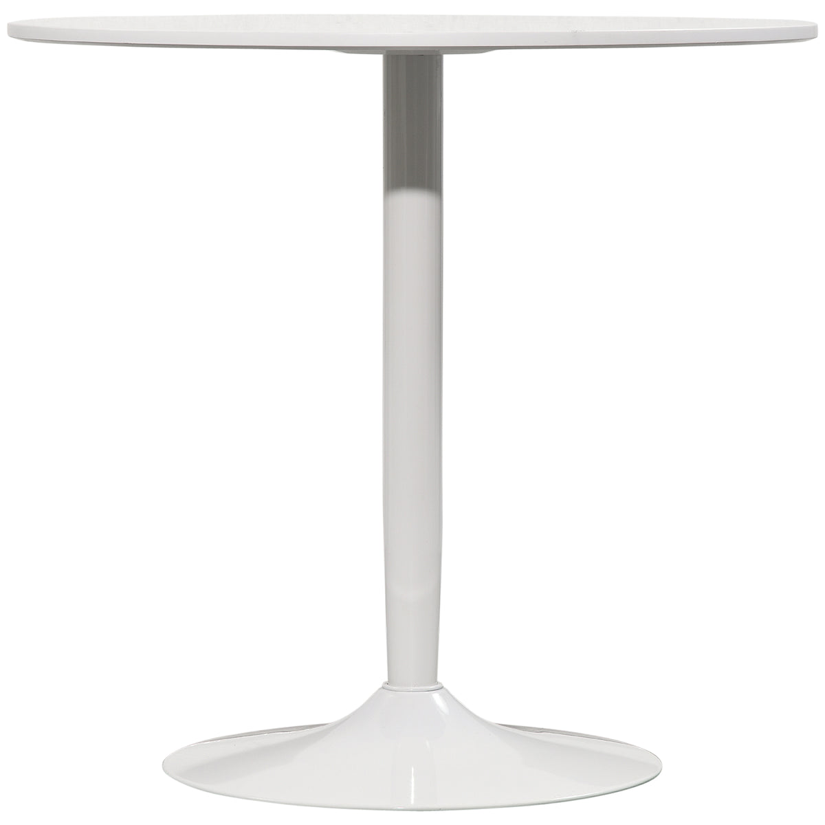 Modern Kitchen Table for 2 People, Round Dining Table with Steel Base for Living Room, Dining Room, White