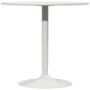 Modern Kitchen Table for 2 People, Round Dining Table with Steel Base for Living Room, Dining Room, White