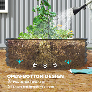 6' x 3' x 1' Large Outdoor Planter Box, Galvanized Raised Garden Bed with Metal Plant Stake, Dark Grey