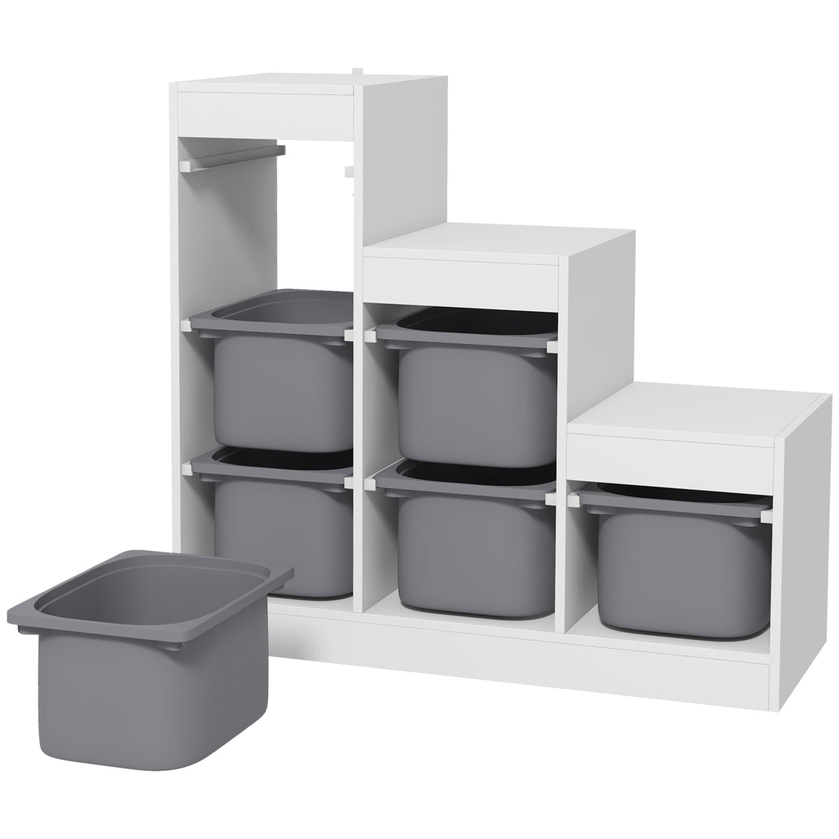 Qaba 3 Layers Toy Storage Organizer Kids Bookshelf Children Toy Storage w/ 6 Plastic Bins