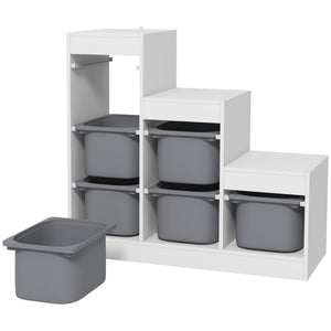 Qaba 3 Layers Toy Storage Organizer Kids Bookshelf Children Toy Storage w/ 6 Plastic Bins