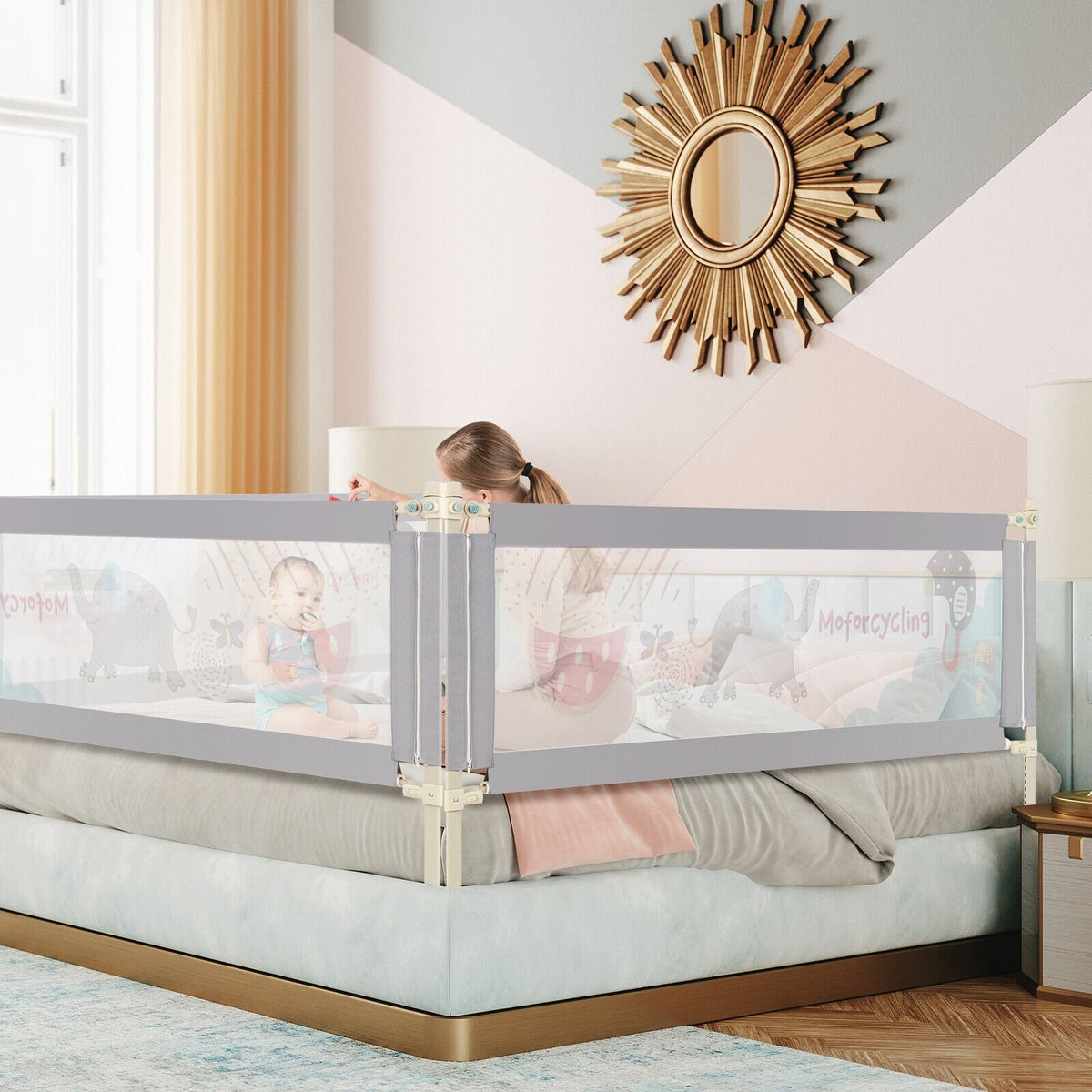 Vertical Lifting Baby Bed Rail with Lock-L view 2