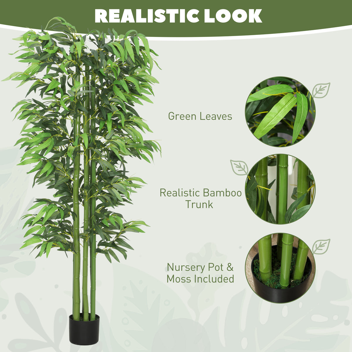 6FT Artificial Bamboo Trees Set of 2, Fake Plants with Nursery Pot for Indoor Decor