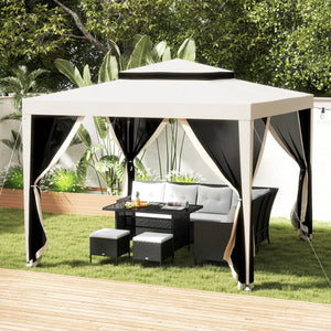 10' x 10' Outdoor Canopy Tent Party Tent with Mesh Netting and Double Tier Roof for Backyard, Garden – view 7