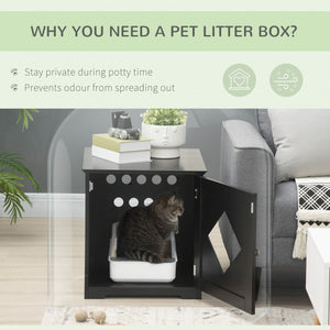 Cat Litter Box Enclosure End Table, Indoor Cat Washroom with Magnetic Door – view 4