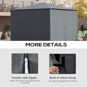 Gazebo Curtains, 10' x 10' Universal Replacement Privacy Curtain, 4-Panels Sidewall with Hooks/C-Rings, Slate Grey