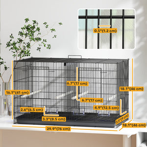 18" H Bird Cage, Large Parakeet Cage for Budgie, Lovebird, Canary, Finches with Divider, Black – view 2