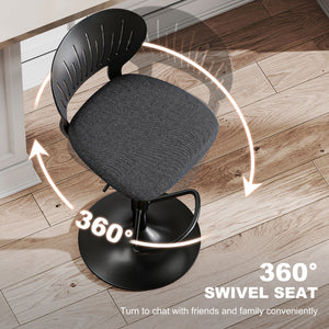 Bar Stools Set of 2, Modern Swivel Counter Height Barstools with Footrest and Hollow Backrest, Black