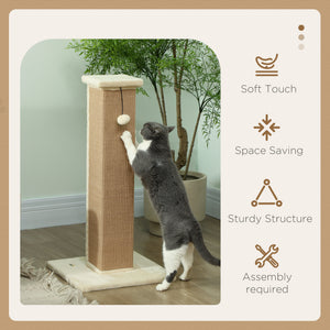 32" Tall Cat Scratching Post for Indoor Cats and Kittens, Sisal Cat Scratcher with Hanging Ball Soft Plush – view 3