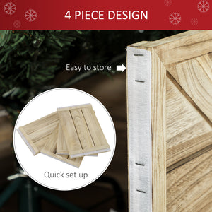 24" Farmhouse Christmas Tree Base Cover Wooden Christmas Tree Collar Box Home Decoration Dark Distressed Wood Finish