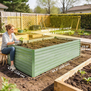 8' x 4' x 2' Raised Garden Bed, Galvanized Planter Box for Growing Flowers, Herbs and Vegetables, Light Green