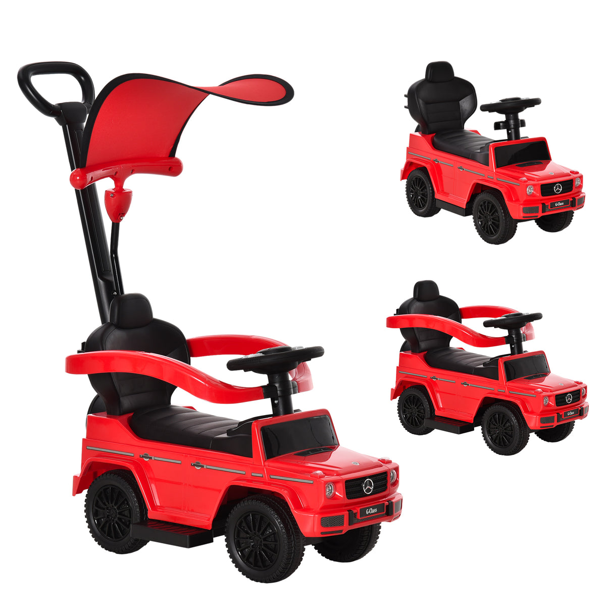 Aosom Mercedes-Benz G350 Licensed Push Car, 3-in-1 Toddler Sliding Car with Horn, Steering, Foot Rest, Seat Storage