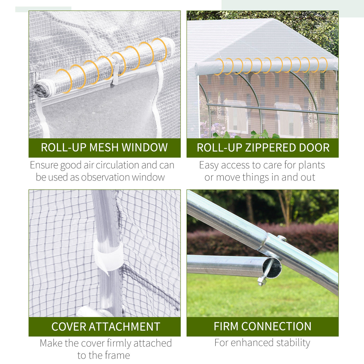 11.5'x9.8'x6.6' Portable Walk-In Tunnel Greenhouse Garden Warm House - White