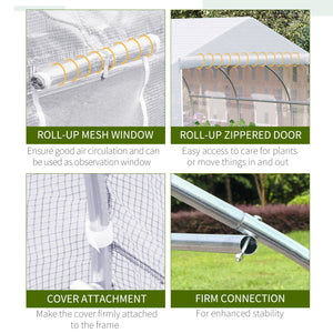 11.5'x9.8'x6.6' Portable Walk-In Tunnel Greenhouse Garden Warm House - White