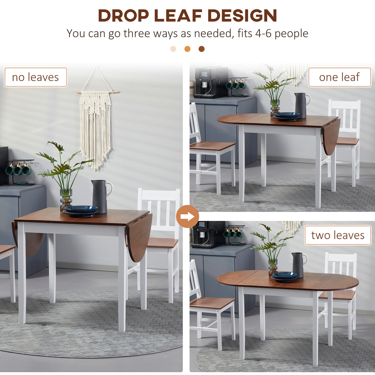 Solid Wood Kitchen Table, Drop Leaf Tables for Small Spaces, Folding Dining Table, Black – view 11