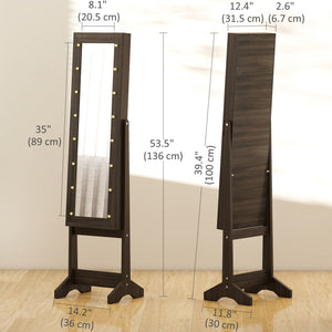 Free Standing Armoire Organizer, Lighted Mirrored Jewelry Cabinet w/ Angle Adjustable & 16 LED Lights Warm – view 9