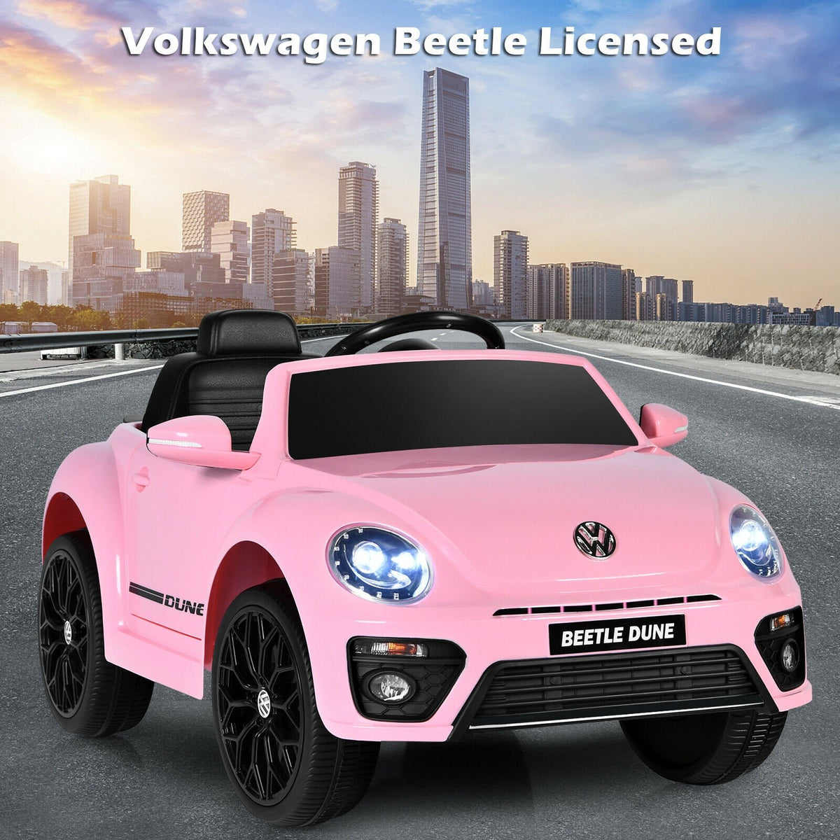 Volkswagen Beetle Kids Electric Ride On Car with Remote Control-Pink view 2