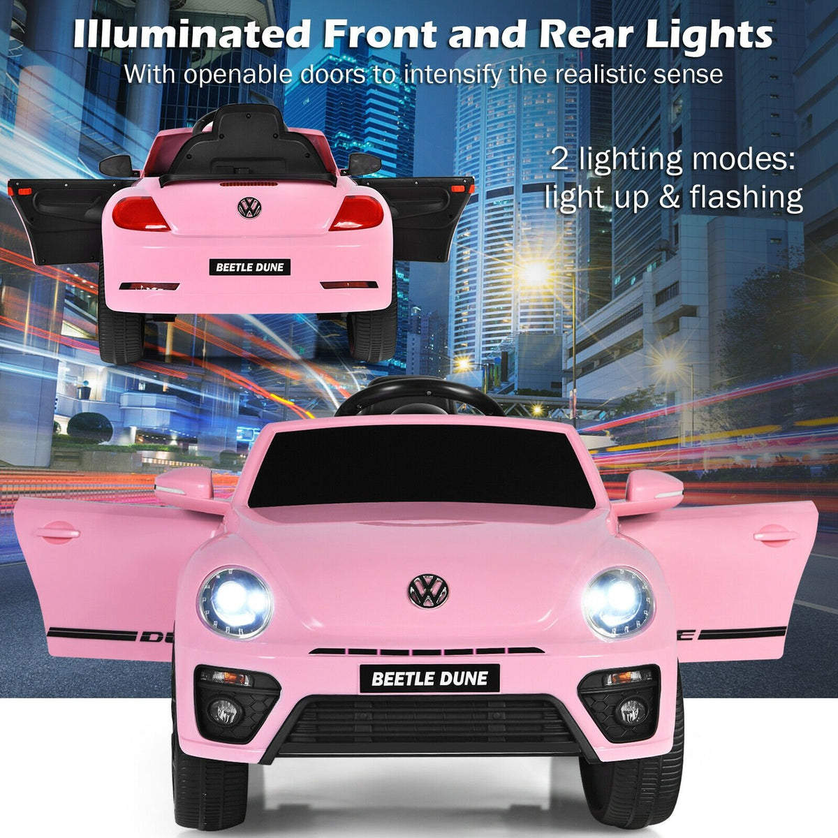 Volkswagen Beetle Kids Electric Ride On Car with Remote Control-Pink view 6