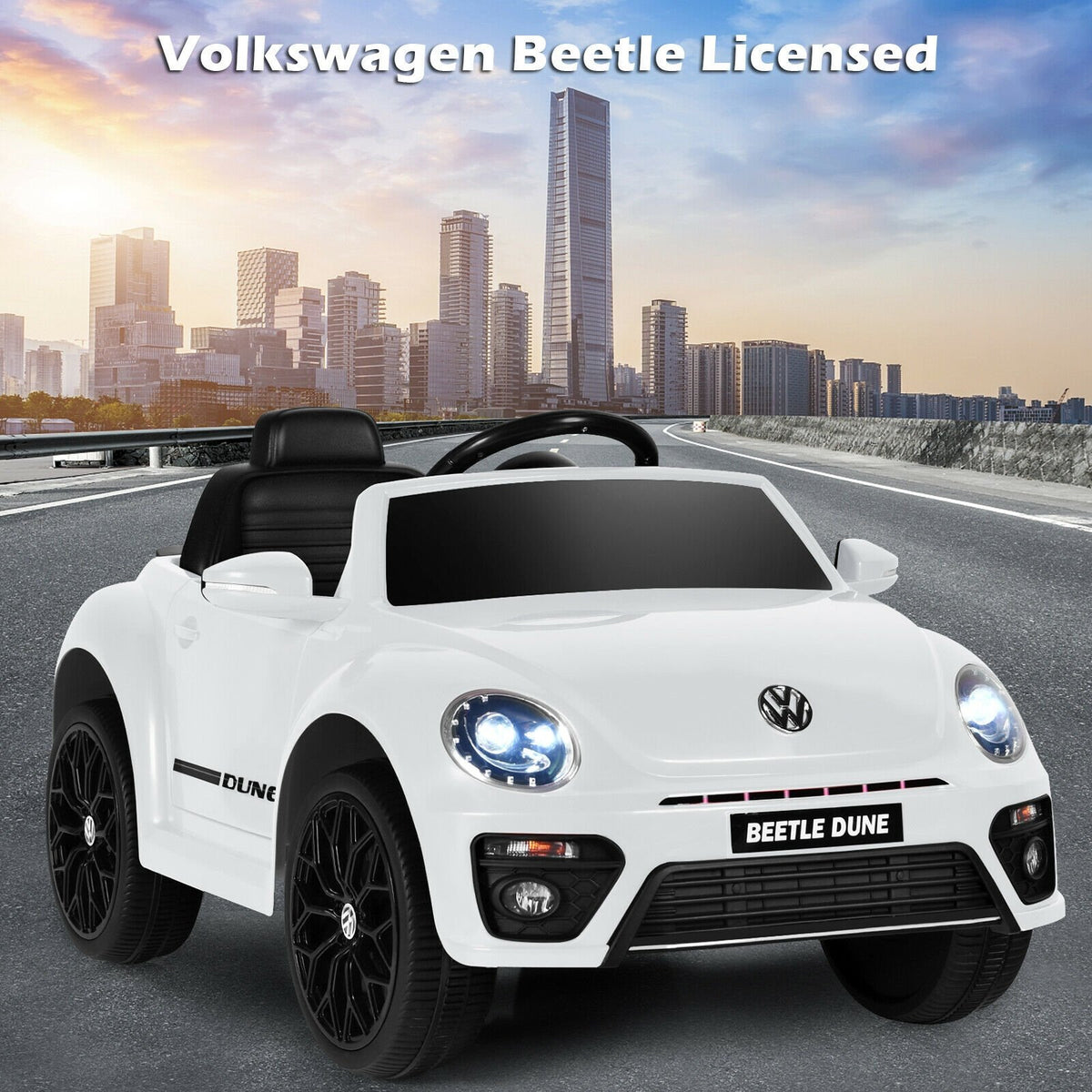 Volkswagen Beetle Kids Electric Ride On Car with Remote Control-White view 2