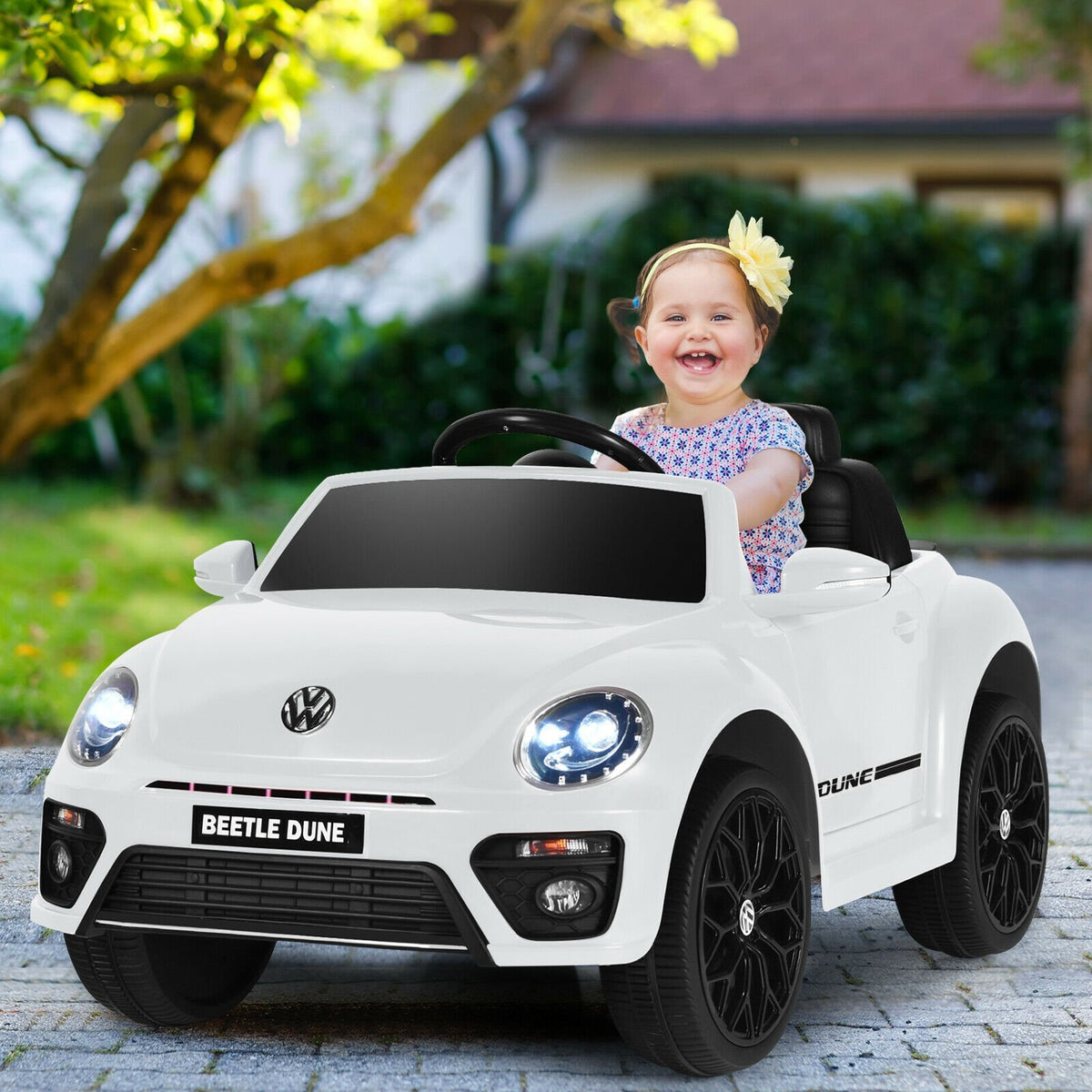 Volkswagen Beetle Kids Electric Ride On Car with Remote Control-White view 3