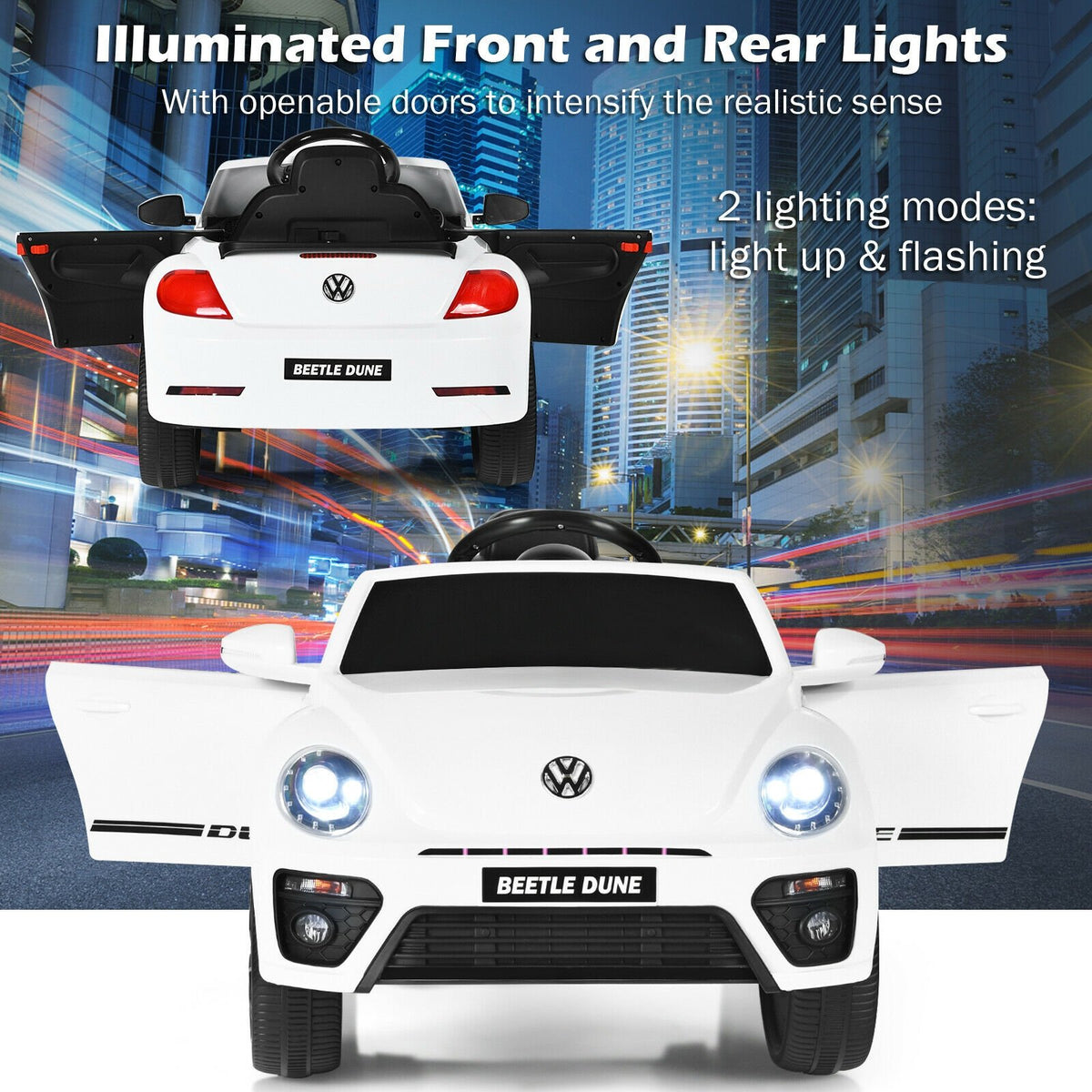 Volkswagen Beetle Kids Electric Ride On Car with Remote Control-White view 5