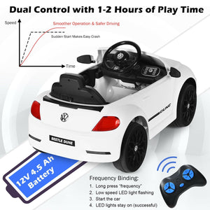 Volkswagen Beetle Kids Electric Ride On Car with Remote Control-White view 6