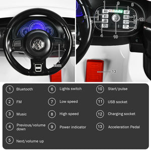 Volkswagen Beetle Kids Electric Ride On Car with Remote Control-White view 8