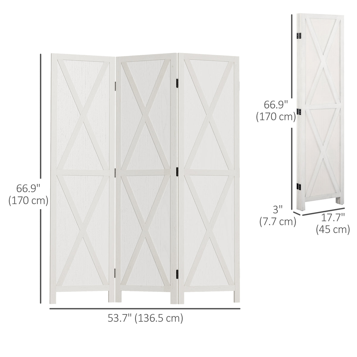 4-panel Wall Partition Farmhouse Room Separator with Foldable Design Wooden Frame 5.6FT, Walnut – view 16