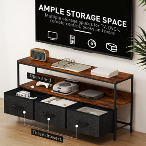 TV Stand with Charging Station, TV Table with 2 Foldable Linen Drawers and Open Shelf for 47 Inch – view 25