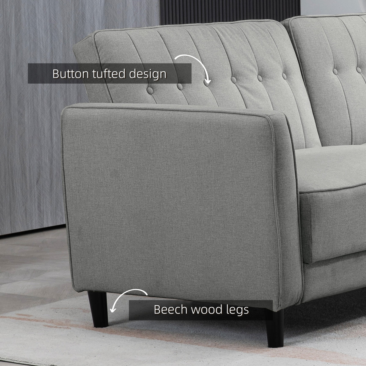 Convertible Bed with Couch, Button Tufted Fabric Sofa Bed with Adjustable Back for Living Room – view 13