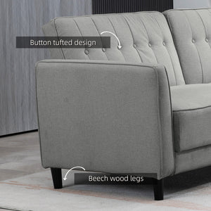 Convertible Bed with Couch, Button Tufted Fabric Sofa Bed with Adjustable Back for Living Room – view 13