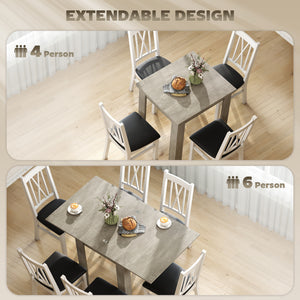 55" Extendable Dining Table for 4-6, Kitchen Table with Steel Slides and Felt Pads for Small Spaces, Black – view 10