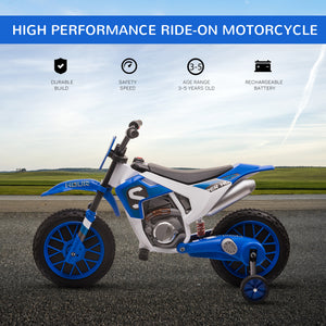 Aosom Kids Dirt Bike 12V Battery-Powered Ride-On Electric Motorcycle with Charging Battery, Training Wheels