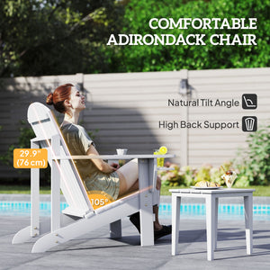 Classic Adirondack Chair Muskoka Chair, Garden Deck Chair with Cup Holder for Patio, Indoor, Backyard, White – view 3