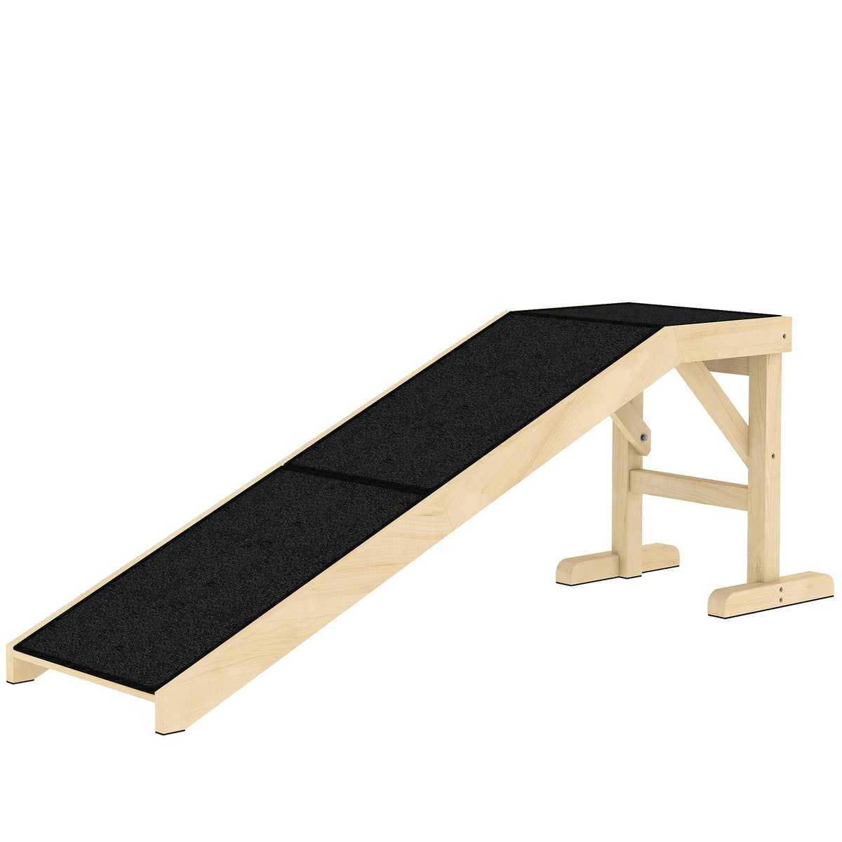 Pet Ramp Bed Steps for Dogs Cats Non-slip Carpet Top Platform Pine Wood 74"L x 16"W x 25"H Brown