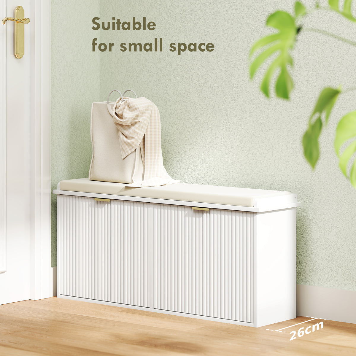 Entryway Bench with Padded Seat and Flip-Drawers, Holds up to 265lbs – view 10