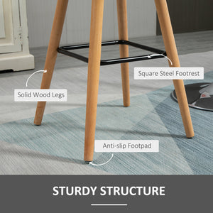 Modern Bar Stools Set of 2, 38" Upholstered Kitchen Island Stool with Solid Wood Legs, Grey – view 5
